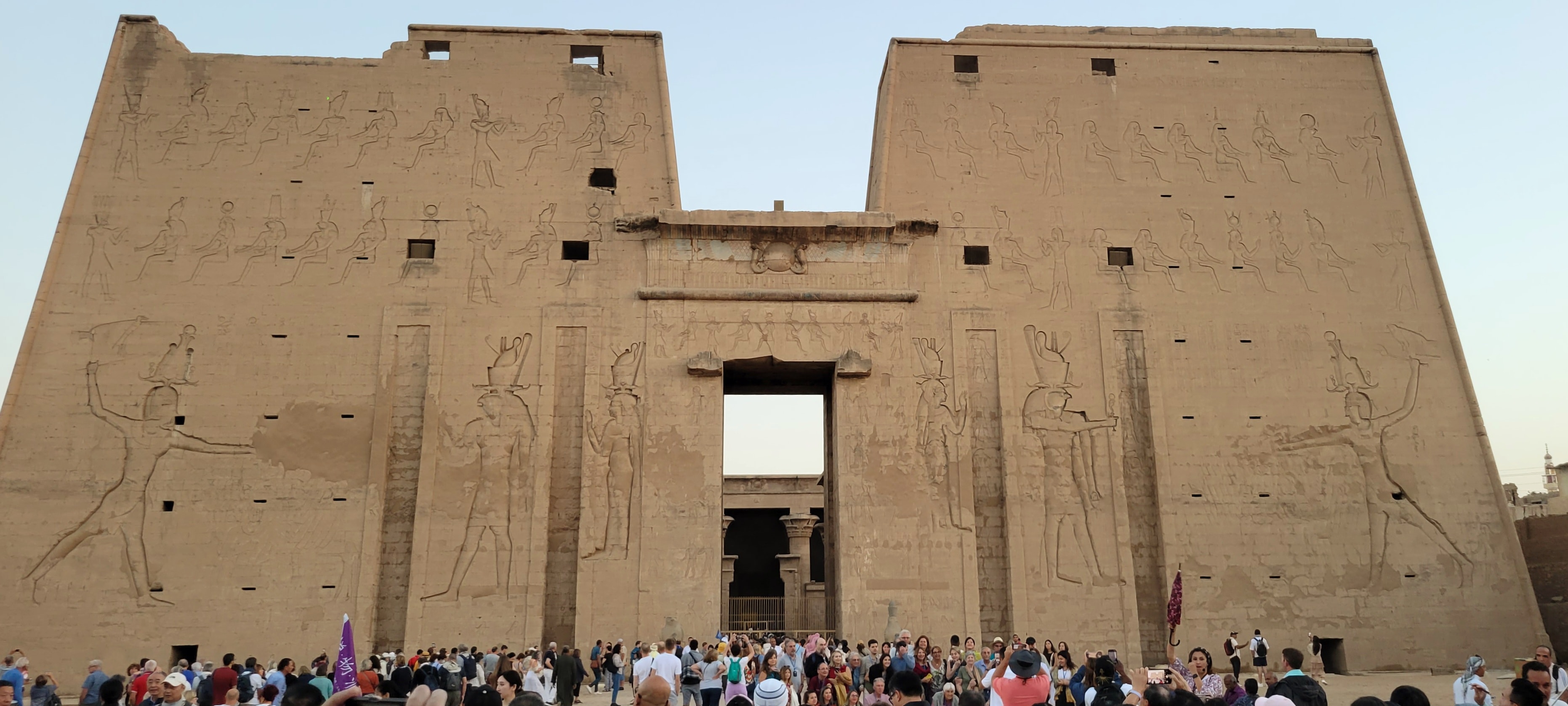 The massive facade of the Temple of Edfu