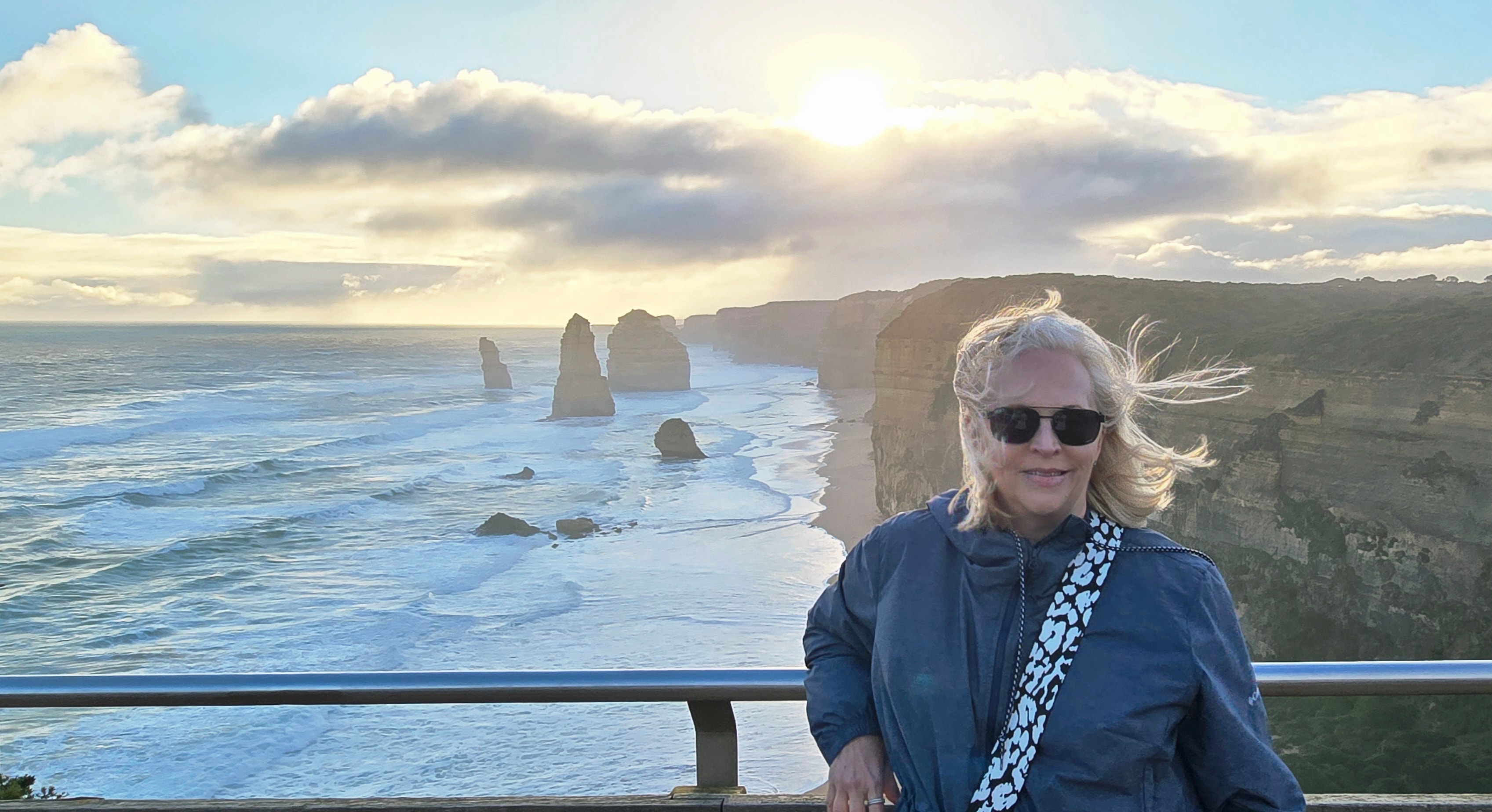 Linda at the Twelve Apostles, Great Ocean Road, Australia